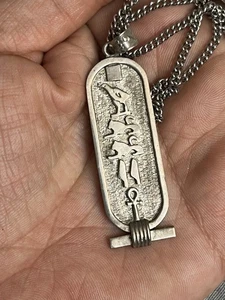 925 Sterling Silber Vintage Ägyptische Kartusche Anhänger und Halskette -Avery- - Bild 1 von 10
