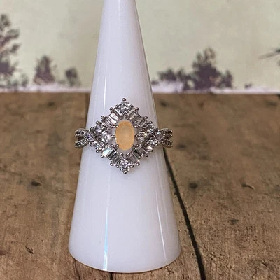 Ring Bomb Party RBP5462 Peach Morganite Fused with Genuine Quartz Ring SZ 8 NWT - Image 1 of 4