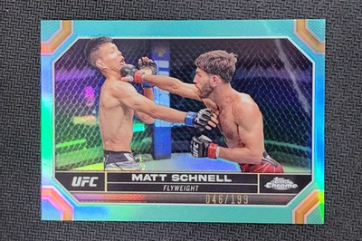 2024 Topps Chrome UFC Matt Schnell Aqua Refractor /199 #129 - Image 1 of 3