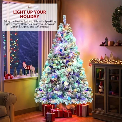 Árbol de Navidad Artificial Prelit 7.5/6FT con Luces Copos de Nieve + PVC Premium Foto 1 de 4