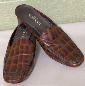 Sesto Meucci Krokodilmuster braune 100 % Leder Halbschuhe Damengröße 6,5 M - Bild 1 von 11