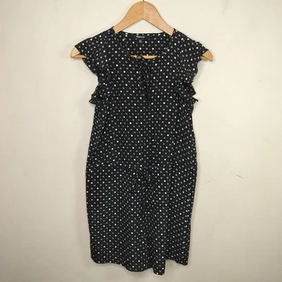Madewell Silk Romper Size XXS Women's Black White Circle Dot Flutter Sleeve - Image 1 of 4