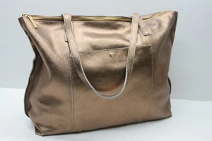 G.I.L.I. Unlined Leather Zip Top Tote BRONZE RTL$168 - Picture 1 of 20