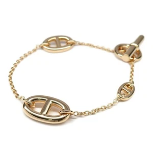 AUTH HERMES BRACELET CHAINE D'ANCRE FARANDOLE SH 18K ROSE GOLD WOMEN'S F/S - Picture 1 of 8