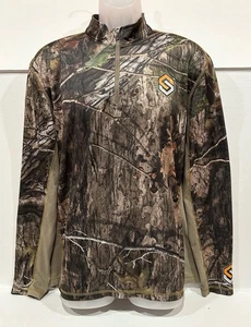 ScentLok Lightweight 1/4 Zip Base Layer Camo Hunting Shirt Mossy Oak Mens Size L - Picture 1 of 11