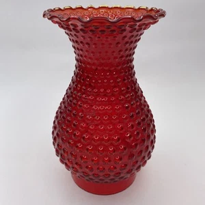 Vintage Ruby Red Glass Hobnail Tulip Hurricane Chimney Lamp Shade Replacement - Picture 1 of 8