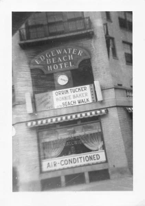 Edgewater Beach Hotel Schild Uhr Chicago 1940er Foto Illinois Collonade Zimmer - Bild 1 von 2
