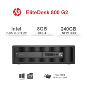 HP 800 G2 Desktop PC SFF i5 6500 3.2GHz 8GB 240GB New SSD Win10 Pro WiFi Adapter - Picture 1 of 4