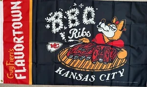 Kansas City Chiefs Guy Fieri's Flavortown BBQ Rippen 3 x 5 Fuß Flagge 4 linierte Nähte - Bild 1 von 1
