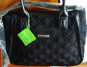 VERA BRADLEY CLASSIC BLACK TRIMMED TRAPEZE SATCHEL SHOULDER BAG, NEW WITH TAGS - Picture 1 of 10