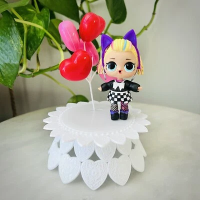 Valentines CAKE TOPPER Heart For Dolls Party Supplies Decoration Friendship Day - Image 1 of 4