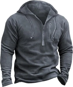 Mens Tactical Fleece Jackets Quarter Zip Military Jackets Winter Outdoor Stylish - Picture 1 of 6