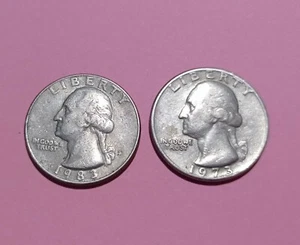 1/4 Viertel Dollar in God we trust 1973/1983 Freiheit zwei Stück - Bild 1 von 2