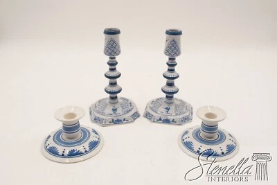 LF68744: 2 Pairs of ROYAL DELFT Blue & White Ceramic Candlesticks C-57 & C-38 - Image 1 of 4