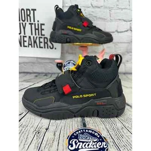 Polo Ralph Lauren PS100 Sneakers Mens 7 | Womens 8.5 Black Sport Nubuck Shoes - Picture 1 of 9