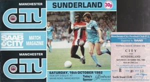 1982/83 MANCHESTER CITY V SUNDERLAND 16-10-1982 DIVISION 1 & MATCH TICKET - Picture 1 of 1