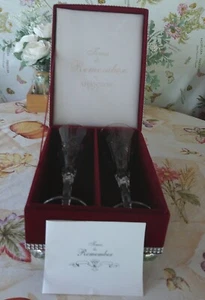 Shannon Crystal “Times to Remember” Champagne Glasses in Arts & Crafts Box - Picture 1 of 9
