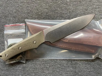 TRM Three Rivers Mfg -Red Line Fixed Camp Knife-OD GREEN Micarta Scales NEW - Image 1 of 4