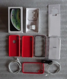 Apple IPHONE 10 S Boîte Chargeur Câble Mural Unité Prise Silicone Coque Rouge - Photo 1 sur 10