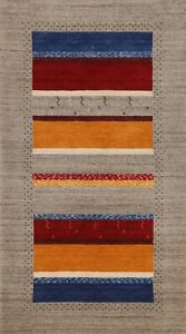 Abstract Modern Gabbeh Oriental Rug Hand-knotted Wool Carpet Indian Rug 3'x5'