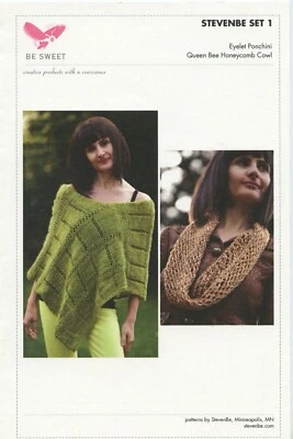 Be Sweet Knitting Pattern - Stevenbe Set 1 - Eyelet Ponchini & Honeycomb Cowl - Image 1 of 4