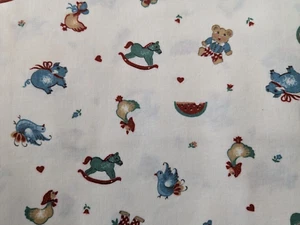 1 Yard x 44" - COUNTRY CLASSICS Rocking Horse 100% Cotton Fabric - Ameritex - Picture 1 of 4