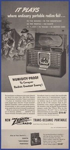 Vintage 1947 ZENITH Super Trans-Oceanic Short Wave Portable Radio 40's Print Ad - Picture 1 of 1