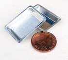 2 Small Oblong Metal Tin Baking Tray's Tumdee 1:12 Scale Dolls House Accessory S