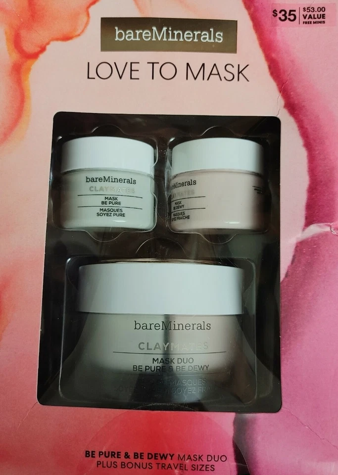 Bare Minerals LOVE TO MASK Claymates Be Pure & Be Dewey Mask Duo (2,04 oz cada uno)  Foto 1 de 3