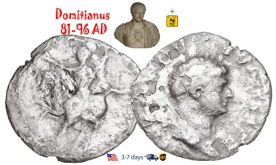 Ancient Roman Empire Coin Silver Denarius  Domitian 81 - 96 AD Authentic #30614 - Image 1 of 3