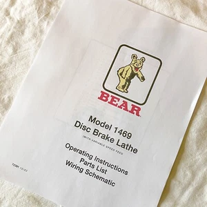 Bear Operating, Maintenance & Parts Manual 1469 Disc Brake Lathes - Picture 1 of 2
