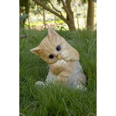 Estatua de jardín de gatito naranja recuerdos linda estatuilla de gatito interior exterior 6 pulgadas Foto 1 de 4