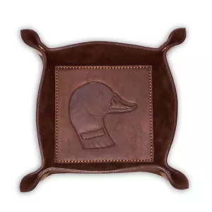 Duck Embossed 8 x 8 Inch Dark Brown Leather Valet Organizer Tray - Picture 1 of 1