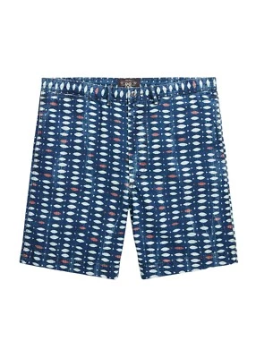 Shorts Seersucker Ralph Lauren RRL lavado areia índigo estampa de peixe novo $295 - Imagem 1 de 3