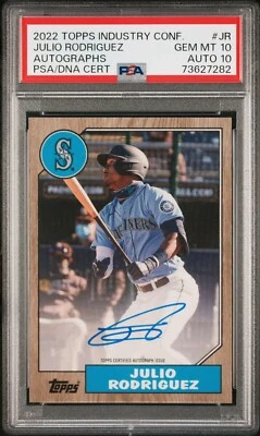 JULIO RODRIGUEZ 2022 Topps Industry Conference 1987 RC Auto PSA 10 PSA AUTO 10 - Image 1 of 4
