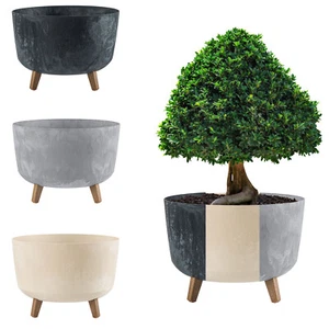 Vaso da fiori con piedi cassetta da balcone fioriera effetto cemento GRACIA Ø 24 29 39 - Foto 1 di 13