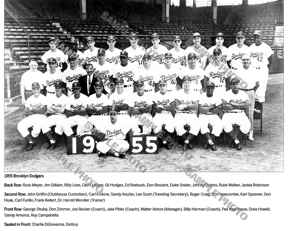1955 BROOKLYN DODGERS WORLD SERIES CHAMPIONS 8X10 TEAM PHOTO - Image 1 of 1