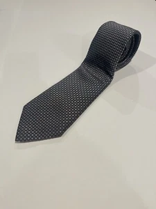 Ermenegildo Zegna Mens 100% Silk Neck Tie Metallic Blue Geometric Made In Italy - Picture 1 of 6