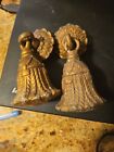 2-Antique Cast Metal Brass Colored Faux .tassle Drawer Pulls Salvaged Victorian