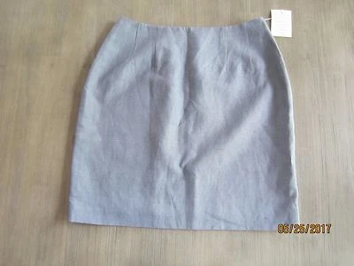 NWOT Hugo Buscaty Straight Mini Career Skirt Size 6 Gray Silk Linen Waist 26" - Image 1 of 4