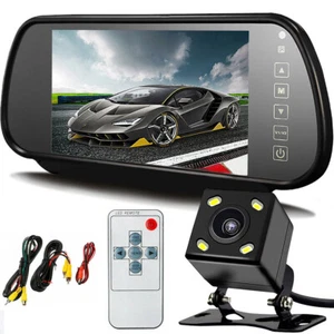 7" Mirror Monitor& IR LED Reversing Camera Car Bus Van Rear View Kit - Picture 1 of 9