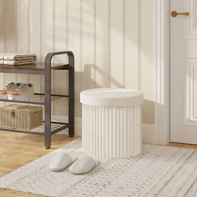 WOLTU Hocker mit Stauraum rund Sitzhocker Sitzbox Sitztruhe faltbar SH89cm - Bild 1 von 4