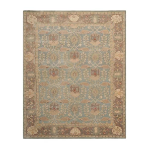 William Morris 8' x 10', 9’ x 12’ Handmade 100% Wool Oriental Area Rug Aqua - Picture 1 of 9