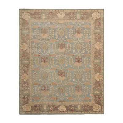 William Morris 8' x 10', 9’ x 12’ Handmade 100% Wool Oriental Area Rug Aqua - Image 1 of 4