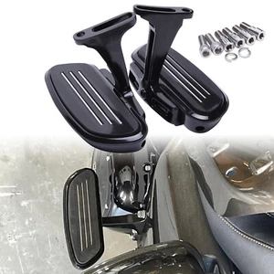 Black Motorcycle Passenger Footboard with Mount Bracket For Harley Touring 93-21 - Picture 1 of 14