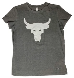 UNDER ARMOUR WOMEN'S PROJECT ROCK BRAHMA BULL GRAY TEE SHORT SLEEVE T-SHIRT A20 - Picture 1 of 3