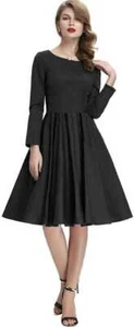 Black Tafeta Silk Party Dress Women Fashion Attires Customize Size Stitching Top - Picture 1 of 5