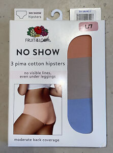 NIB Womens Fruit Of The Loom 3 Pair No Show Hipster Panties Panty Size Lg 7