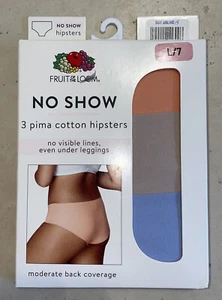 NIB Womens Fruit Of The Loom 3 Pair No Show Hipster Panties Panty Size Lg 7 - Picture 1 of 12