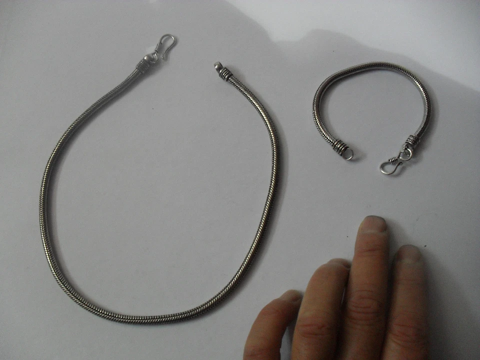 BRACCIALE 20 COLLANA 48 - 50 CM bagno argento indiano SPESSORE ,5 MM snake - Immagine 1 di 1